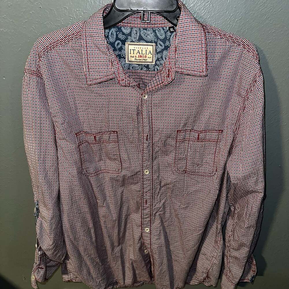 Vintage Italia Reserved Stack Checkered Long Sleeve Button-Up Shirt